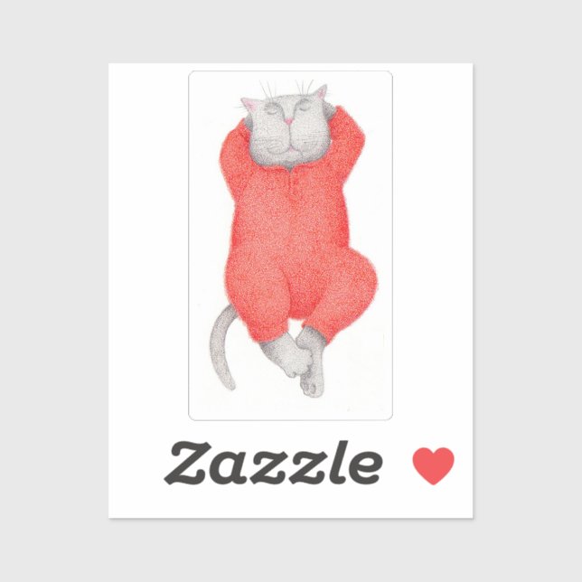 AUTOCOLLANTS EN VINYLE CHAT ROUGE LONG JOHNS 2"X2" (Feuille)