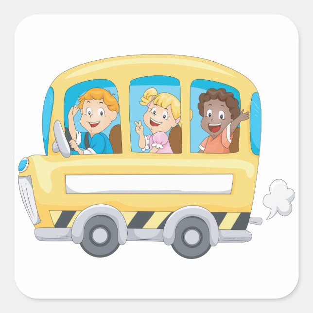Autocollants Enfants Dans Un Bus Scolaire (Devant)