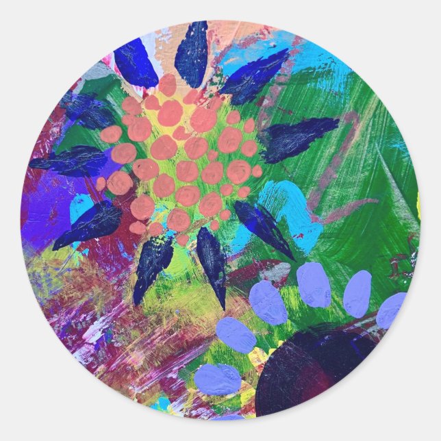 Autocollants et sceaux en design de fleurs abstrai (Devant)