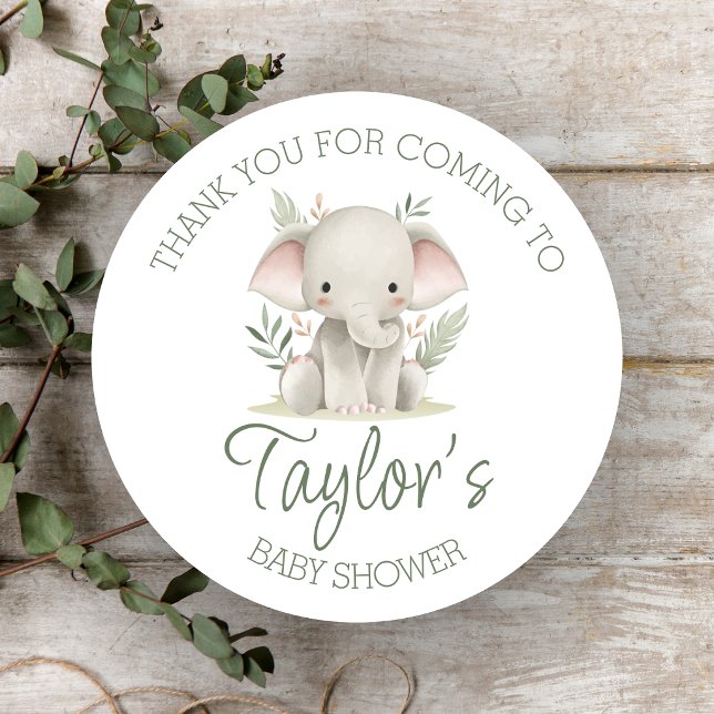 Autocollants Étiquettes Cadeaux Bébé Éléphant (Créateur téléchargé)