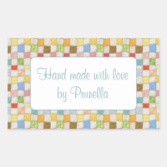 Autocollants "Fait Main" Patchwork Rectangulaire (Devant)