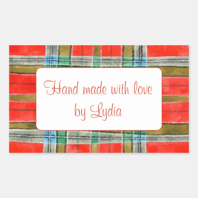 Autocollants "Faits Main" Rectangle Tartan MAC BAI (Devant)