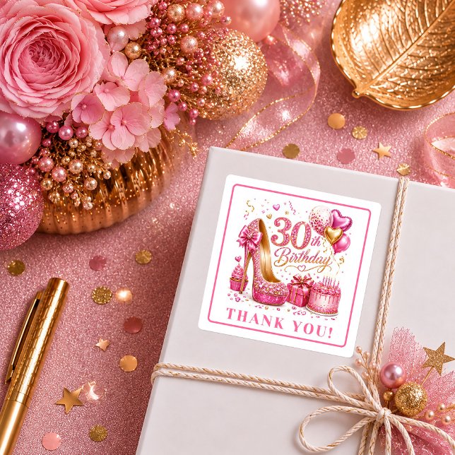 Autocollants Fancy Hot Pink Sparkle 30e Anniversai (Fancy Hot Pink Sparkle 30th Birthday Stickers

)