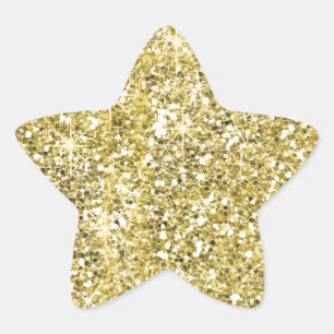 Autocollants Faux Paillettes Forme Étoile Dorée