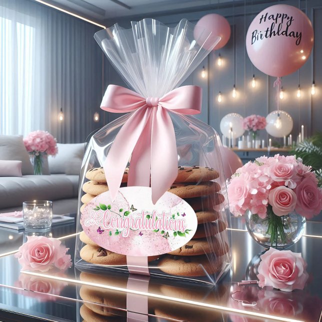 Autocollants Félicitations Rose Floral (Créateur téléchargé)