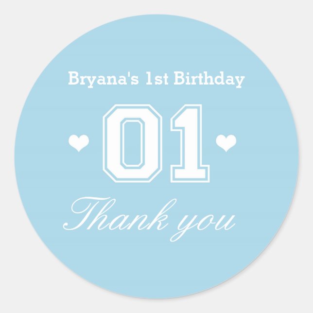 Autocollants Fête Anniversaire 1 an Thème Sportif  (Devant)