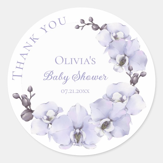 Autocollants Fête Bébé Orchidée Lavande - Bébé Flo (Devant)