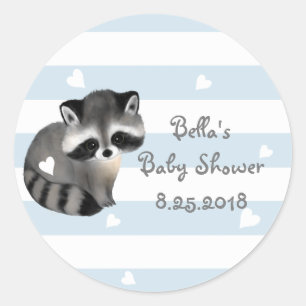 Autocollants Fête Bébé Raton Laveur Cœur Rayures B