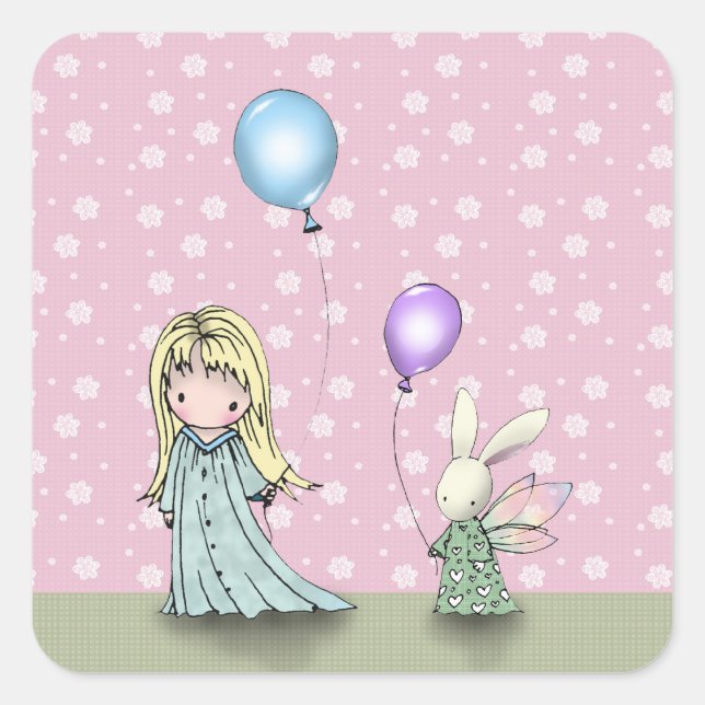 Autocollants Fille d'anniversaire et Lapin avec Ba (Devant)