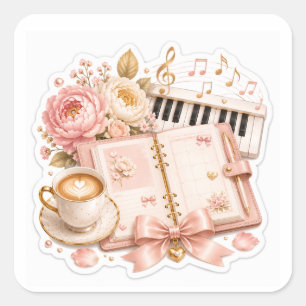 Autocollants Fleuris Piano Café Cosy