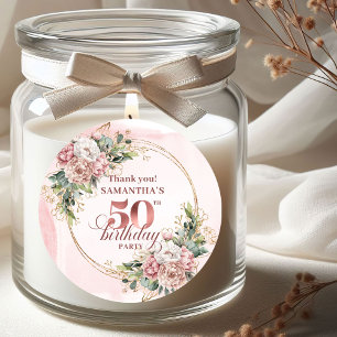 Autocollants Fleurs Rose Romantique 50e Anniversai