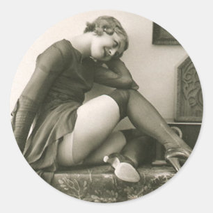 Autocollants Flirty de fille de Pin- de cru