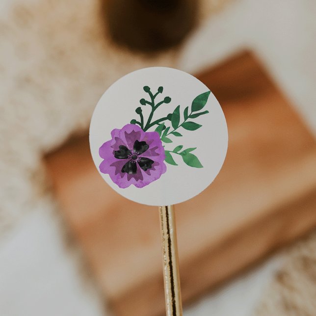 Autocollants floraux à l'aquarelle violette (Créateur téléchargé)