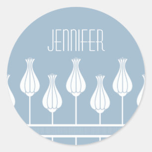 Autocollants floraux Art déco bleu clair