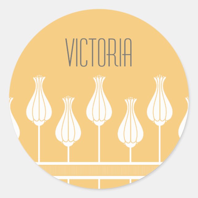 Autocollants floraux Art déco corail (Devant)