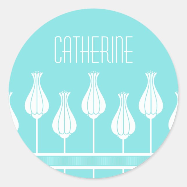 Autocollants floraux Art déco turquoise (Devant)