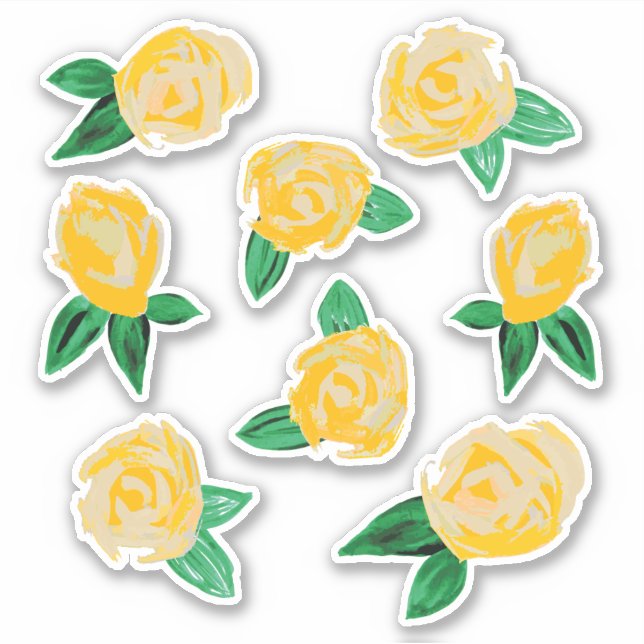 Autocollants Floraux de Roses Jaunes (Devant)
