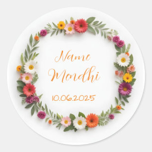 Autocollants floraux dynamiques mendhi faveur
