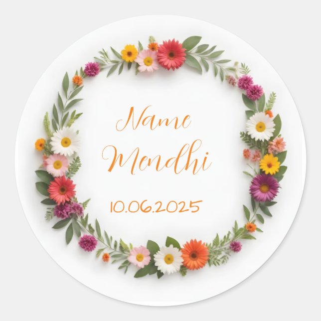 Autocollants floraux dynamiques mendhi faveur (Devant)