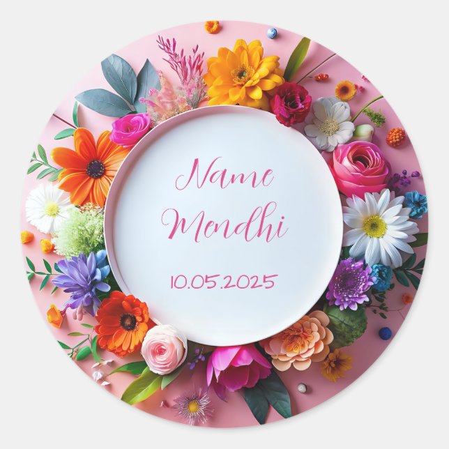Autocollants floraux mendhi faveur (Devant)