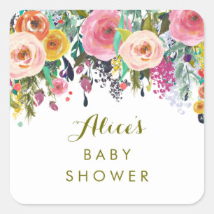 Autocollants floraux peints de baby shower de