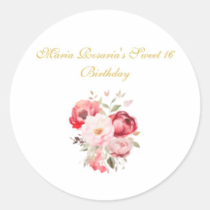 Autocollants floraux personnalisés pour Sweet 16