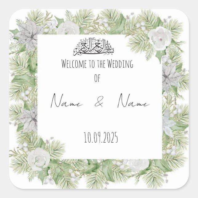 Autocollants floraux pour mariage islamique (Devant)
