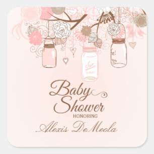 Autocollants floraux roses chics de baby shower de