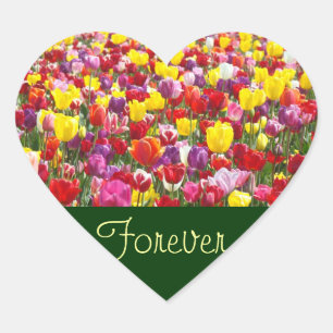 Autocollants Forever Spring Love Tulip Fleurs Cœur