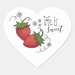 Autocollants fraise Life is Sweet (feuille de 20)