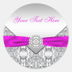 Autocollants Fuchsia Silver Lace Diamond Bow