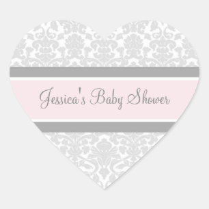 Autocollants gris roses de faveur de baby shower