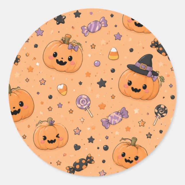 Autocollants Halloween Citrouille Mini Mignons (Devant)