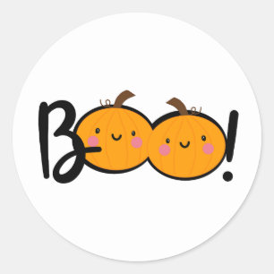 Autocollants Halloween Citrouille Souriant Boo