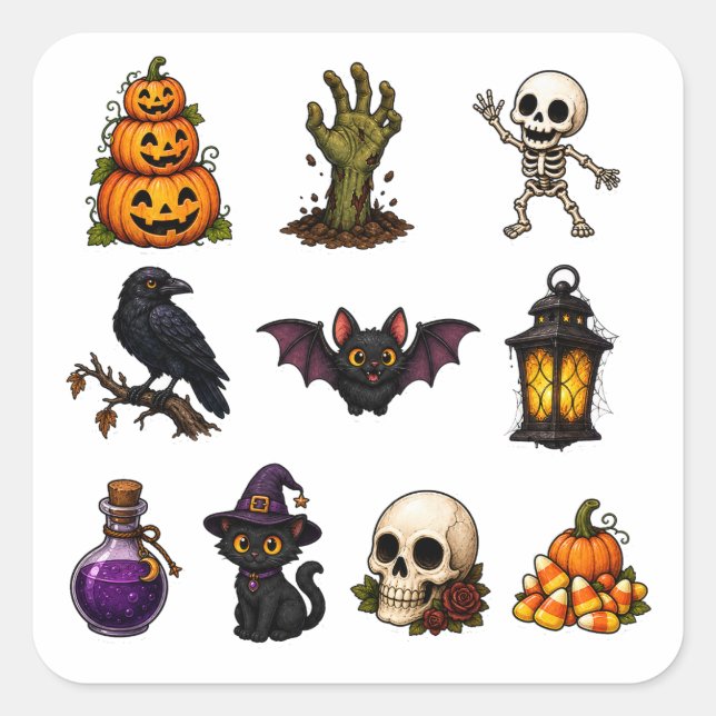 Autocollants Halloween Mignons et Effrayants – Cit (Devant)