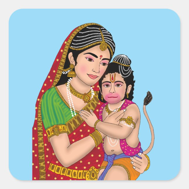 Autocollants Hanuman & Anjana Mata (Devant)