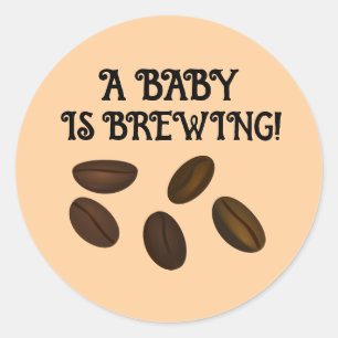 AUTOCOLLANTS HARICOTS DE CAFÉ BABY SHOWER GROSSESS