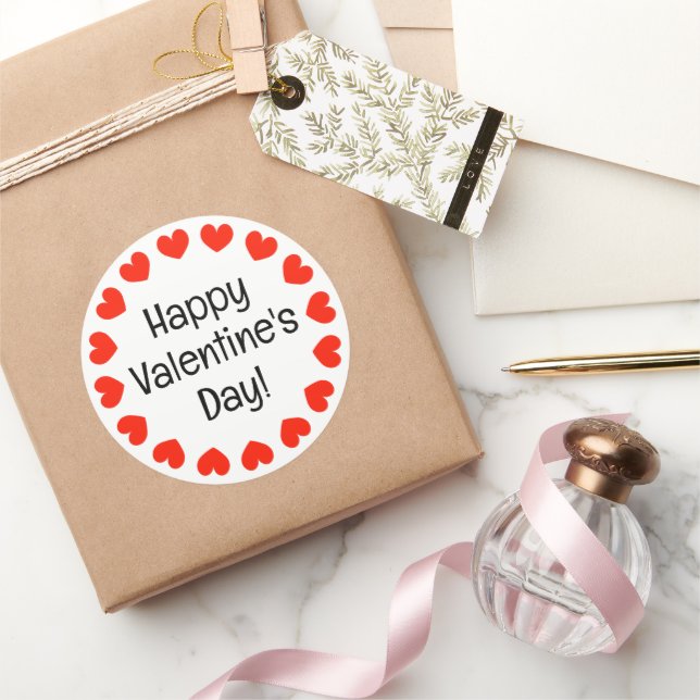 Autocollants Heureuses Saintes-Valentin aux coeurs (Cadeaux)