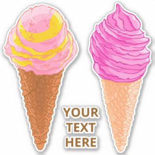 Autocollants Ice Cream Cones en texte personnalisé