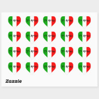 Sticker Drapeau Italie Coeur - Sticker A moi Etiquette & Autocollant