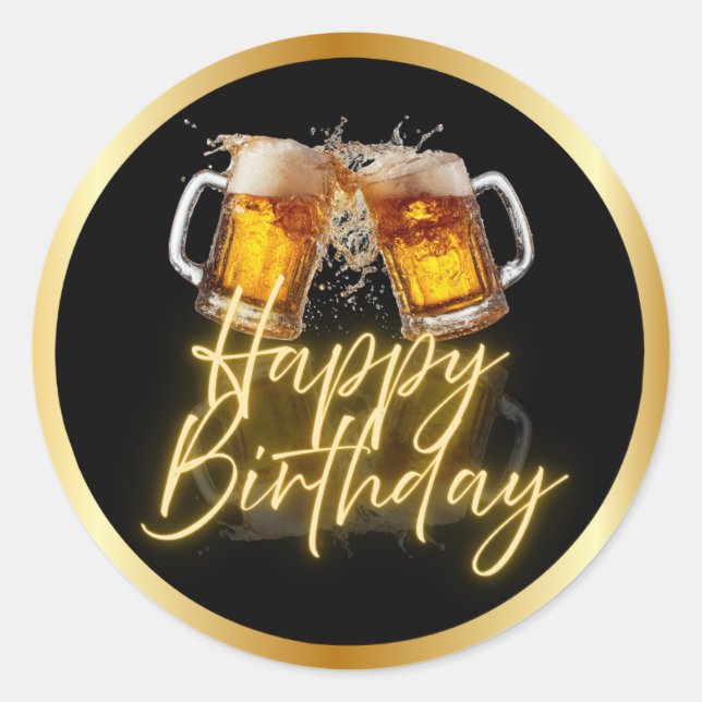 Autocollants Joyeux Anniversaire Bière (Devant)