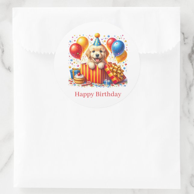 Autocollants Joyeux Anniversaire Chien (Sac)