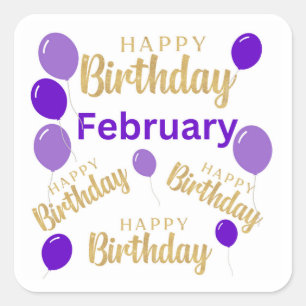 autocollants joyeux anniversaire février