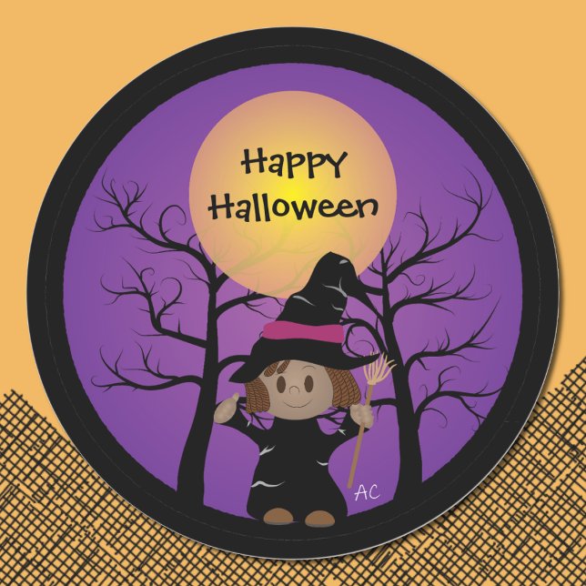 Autocollants Joyeux Halloween Sorcière Afro-Améric (Créateur téléchargé)