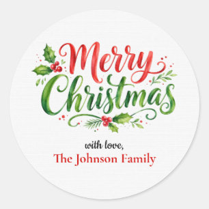 Autocollants Joyeux Noël avec nom de famille