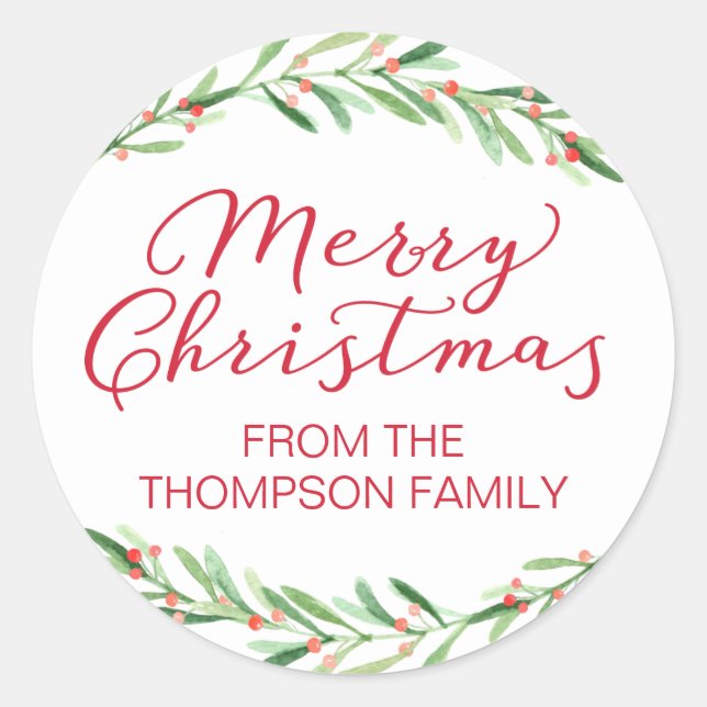 Autocollants Joyeux Noël Branche Rouge et Verte (Devant)