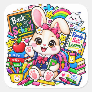 Autocollants Kawaii Bunny Prêt à Apprendre