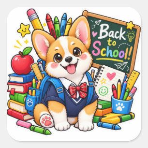 Autocollants Kawaii Corgi de rentrée scolaire