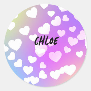 Autocollants KIDS Pastel Hearts Personnalisés.