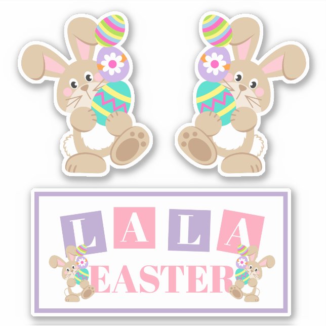 Autocollants La La Lapin de Pâques (Devant)